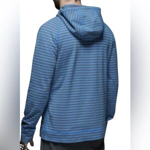 Lululemon Rival Hoodie Jacket French Terry Beaming Blue Soot Gray Stripe M
